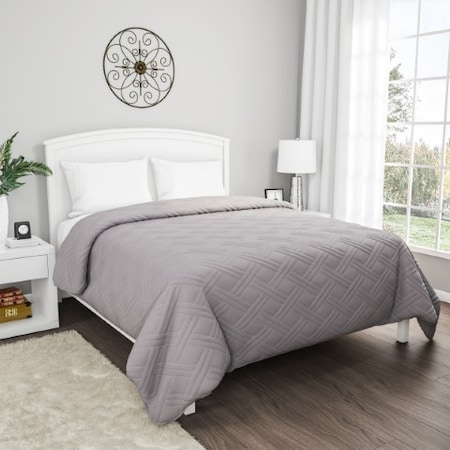 Hastings Home Quilt Coverlet with Weave Quilted Pattern Lightweight Bedding for All Seasons (Twin, Gray) 843179UAM